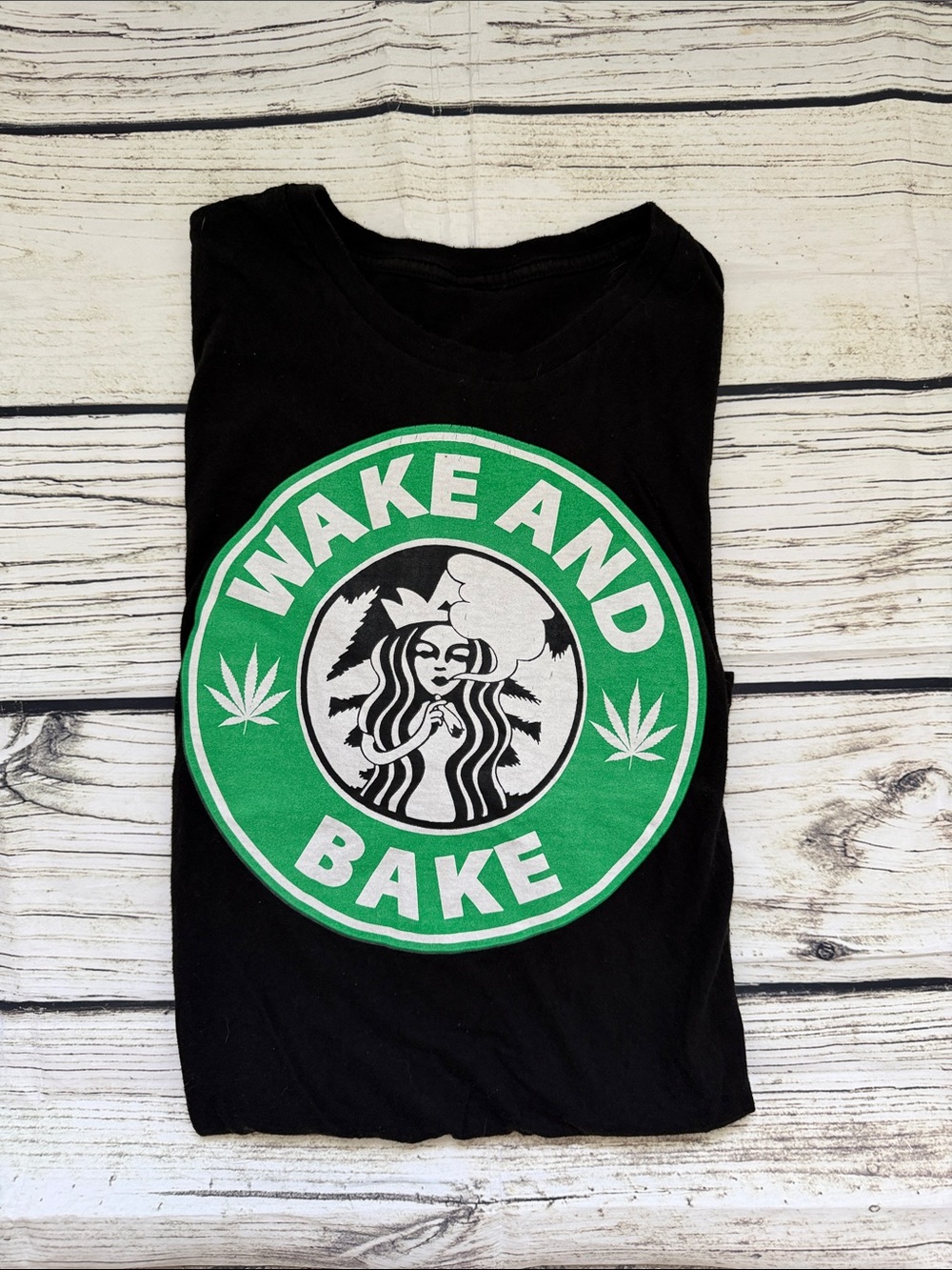 Men’s Starbucks Wake and Bake Graphic Tee - Black with Green Print L